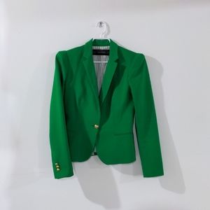 Zara green suit jacket size XS with padded shoulder detail